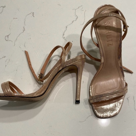 Schutz size 5 Gold Heel Sandal - Picture 3 of 4